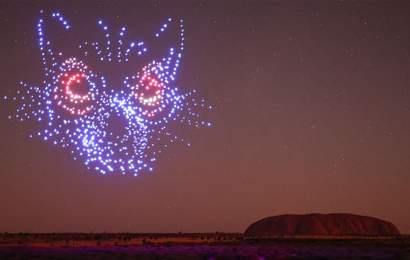 Background image for Wintjiri Wiru Is the Stunning Nightly Light Show with 1000-Plus Drones That's Arrived Above Uluru